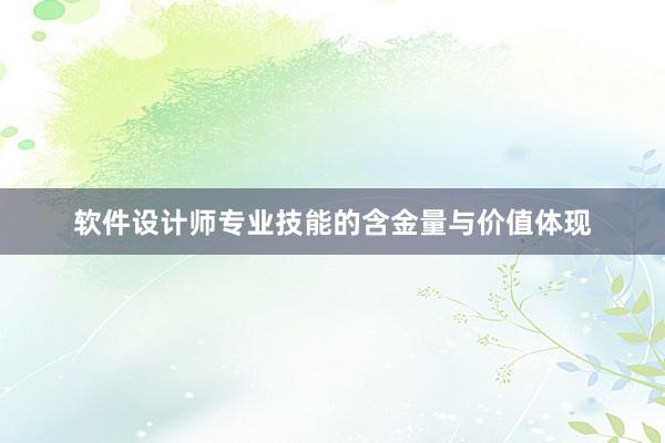 软件设计师专业技能的含金量与价值体现